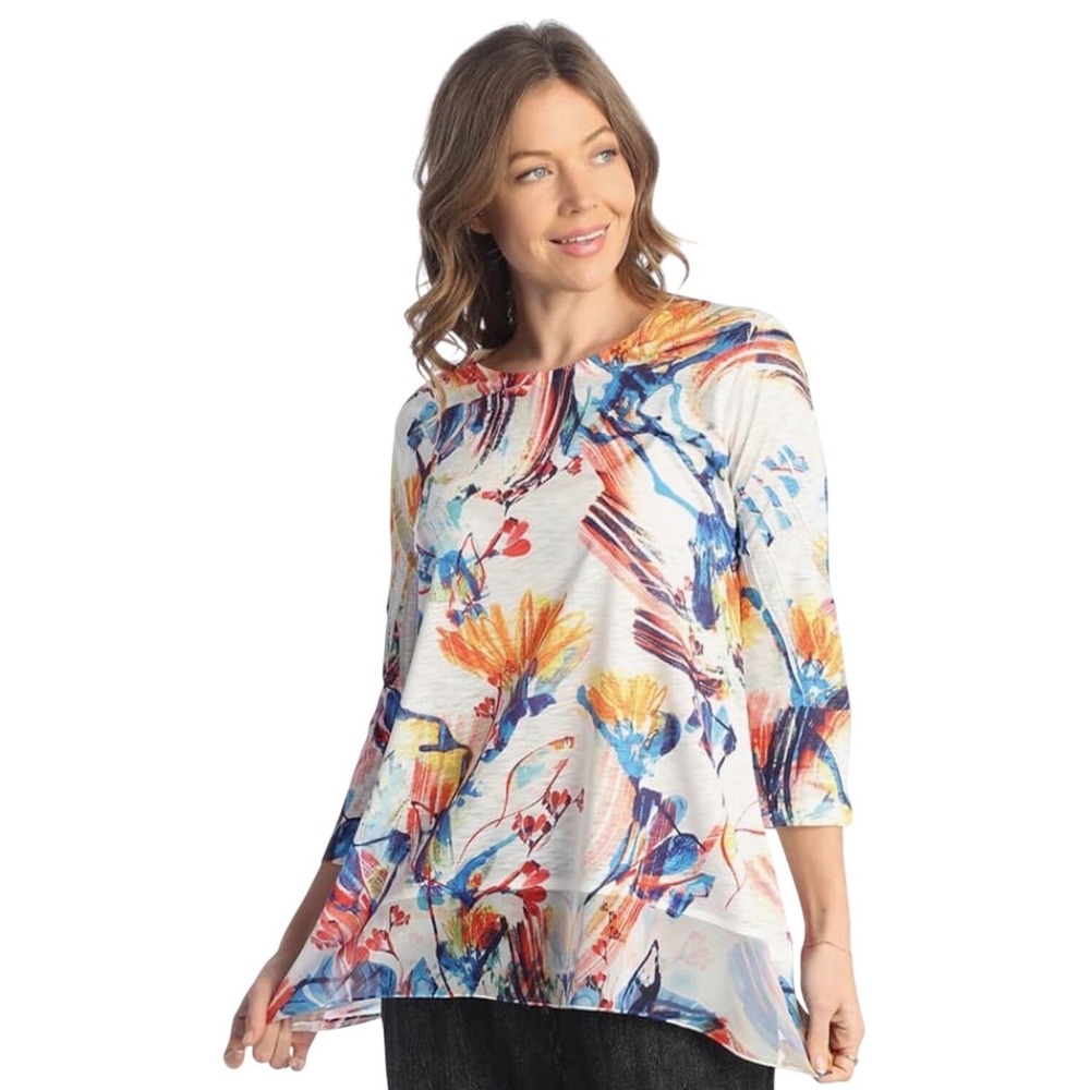 Jess & Jane‎ Small "Charlotte" Long Sleeve Tunic  Print Made In USA